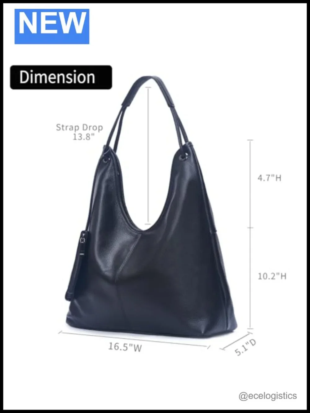 Genuine Leather Hobo Shoulder Bag Large Slouchy Handbag Work Shopping